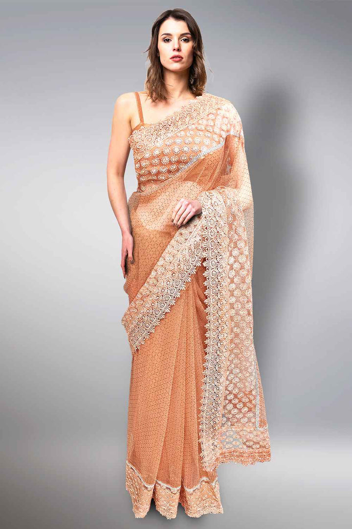 Net Embroidery Saree