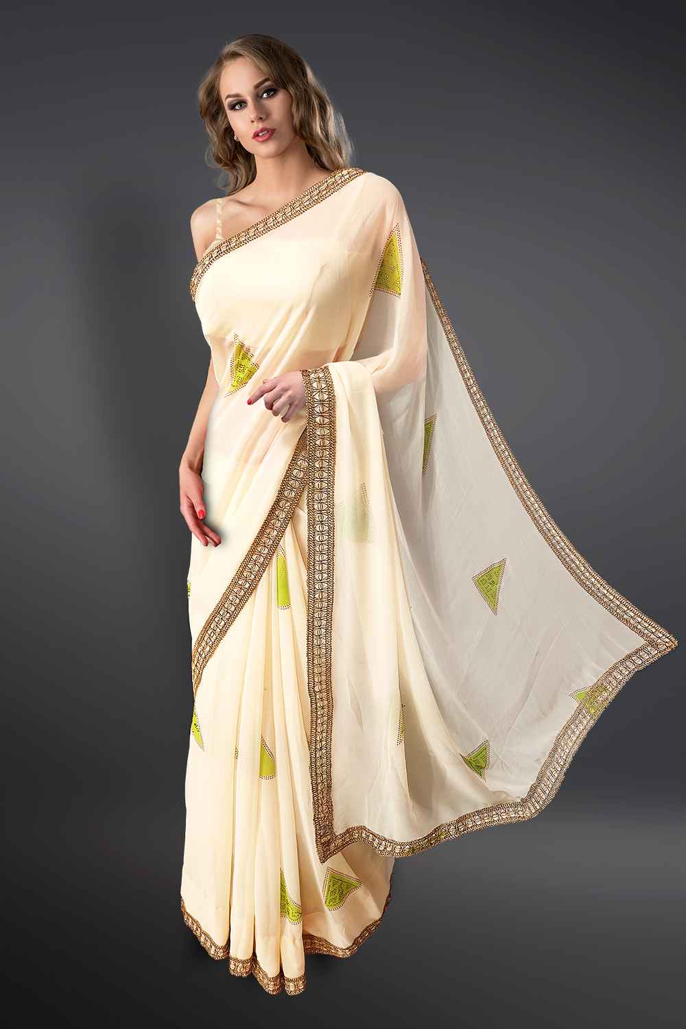 Off White Georgette Saree