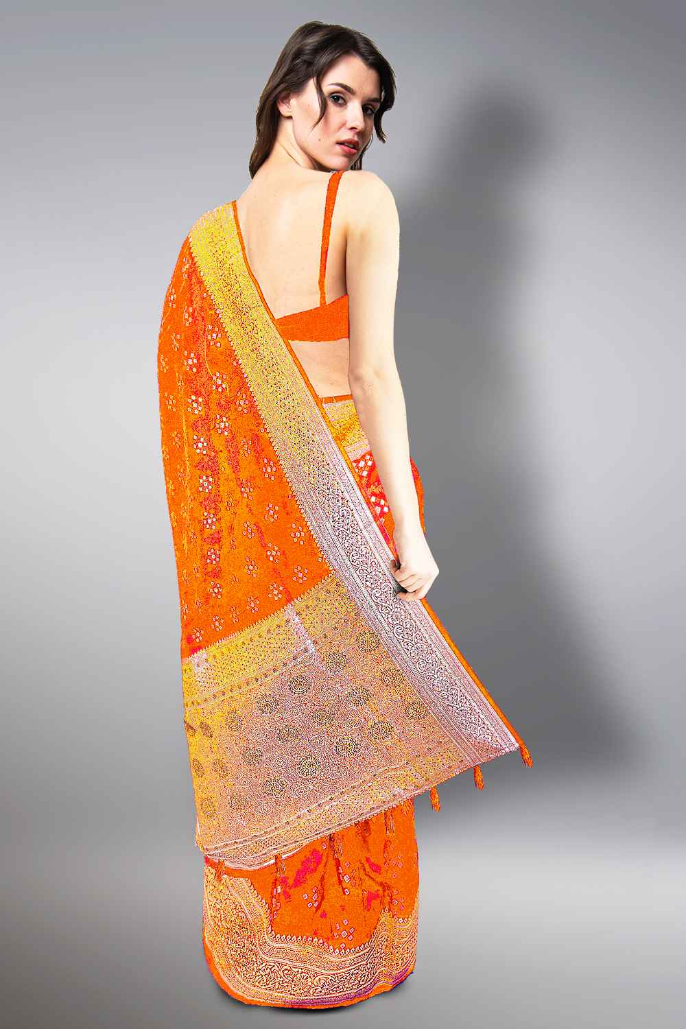 Orange Banarasi Saree