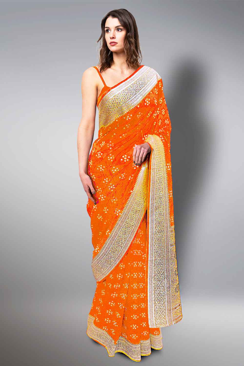 Orange Banarasi Saree