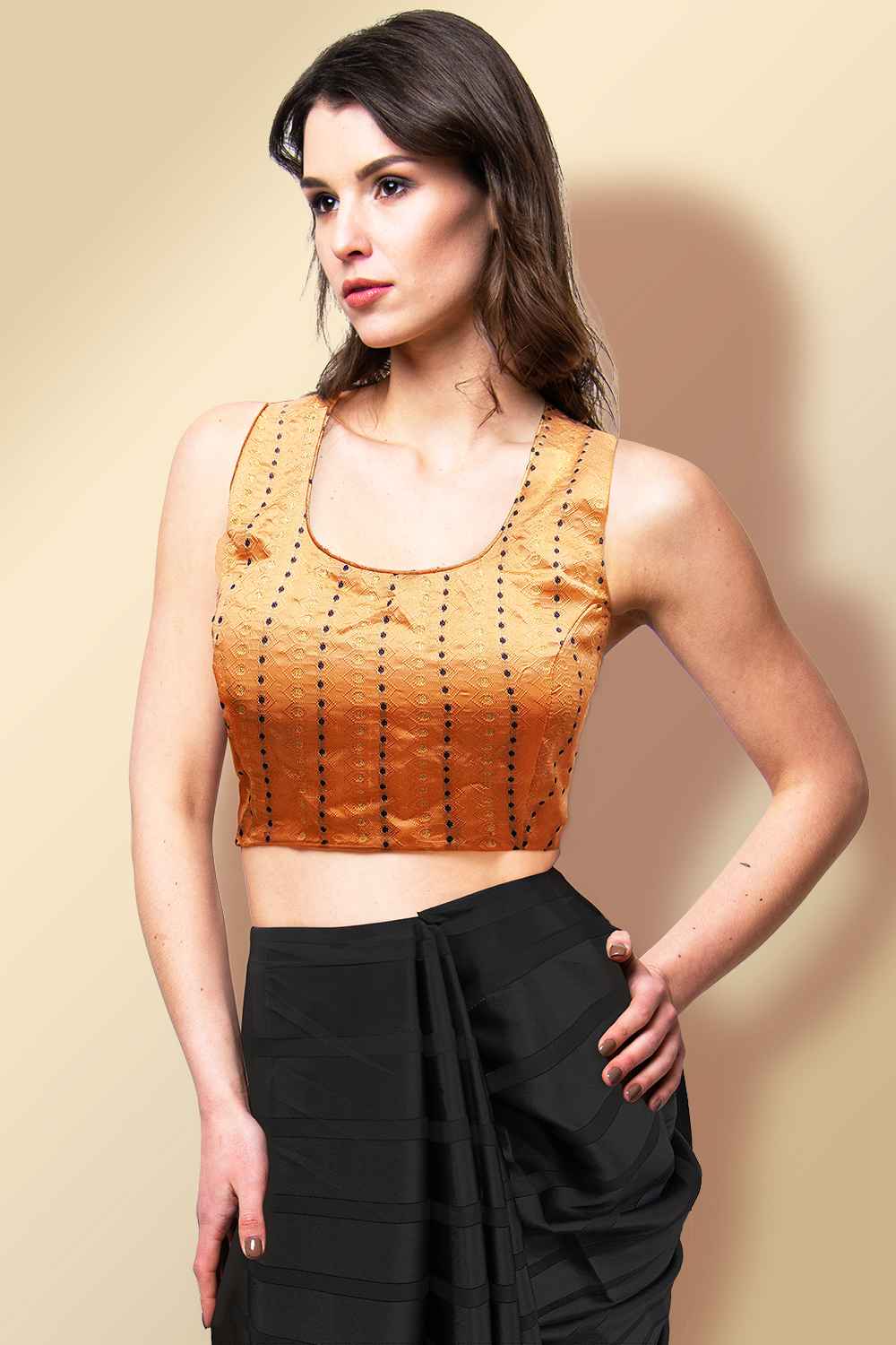 Orange Brocade Blouse