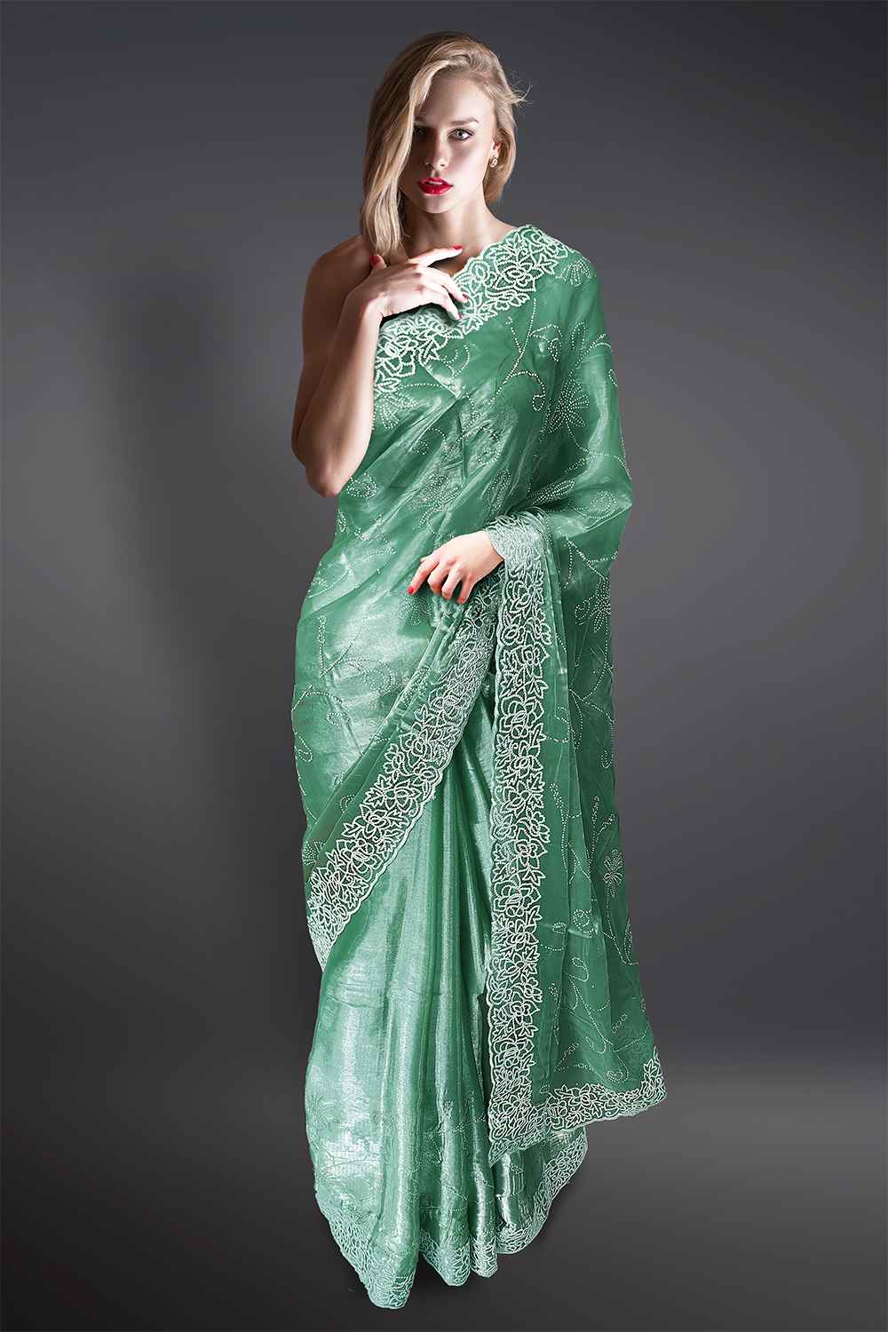 Organza Chikankari Saree