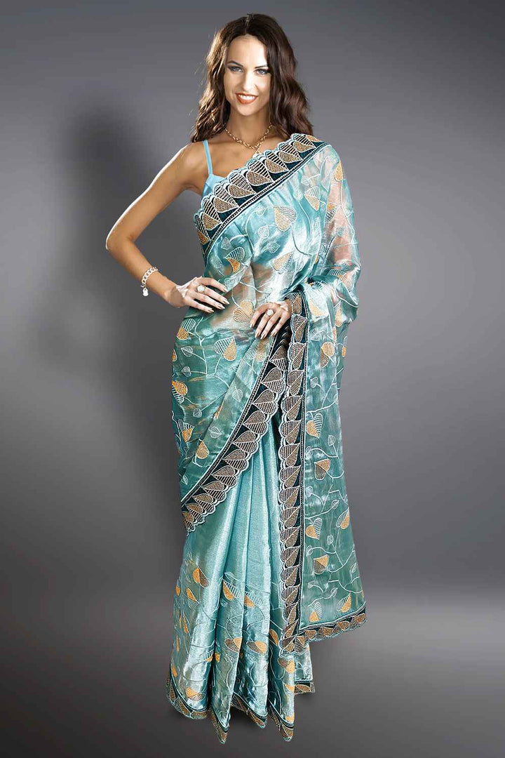 Organza Saree with Embroidery Border