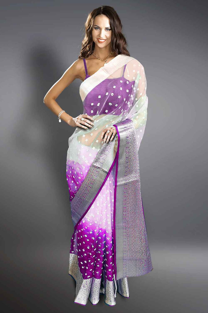 Organza Saree with Kanchi Border