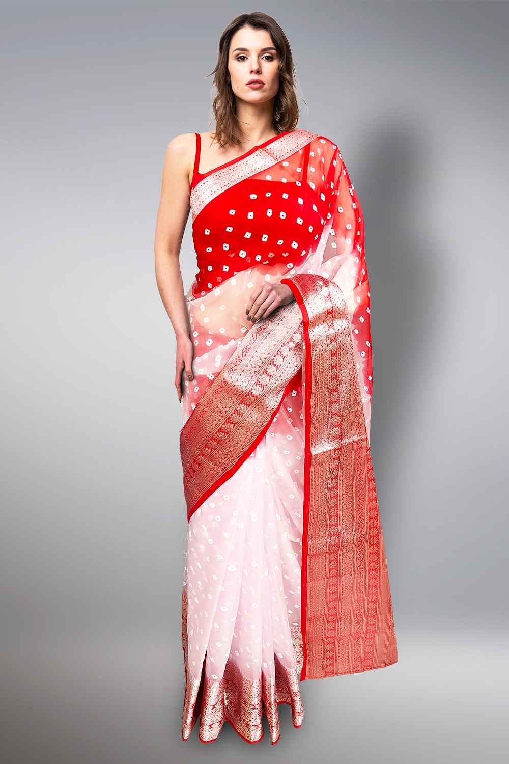 Organza Saree with Zari Border