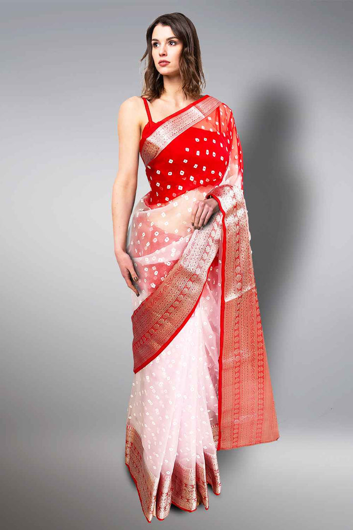 Organza Saree with Zari Border