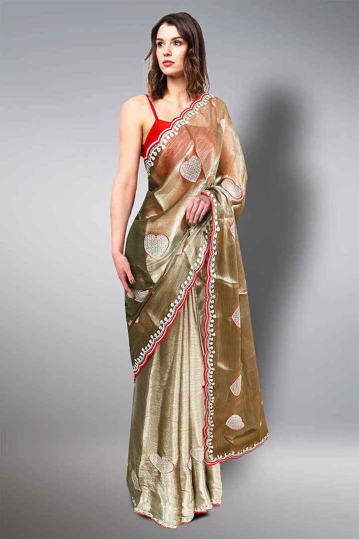 Organza Silk Saree with Embroidery