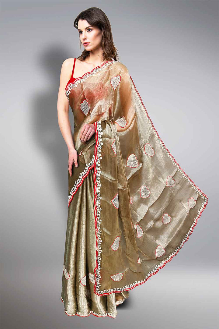 Organza Silk Saree with Embroidery