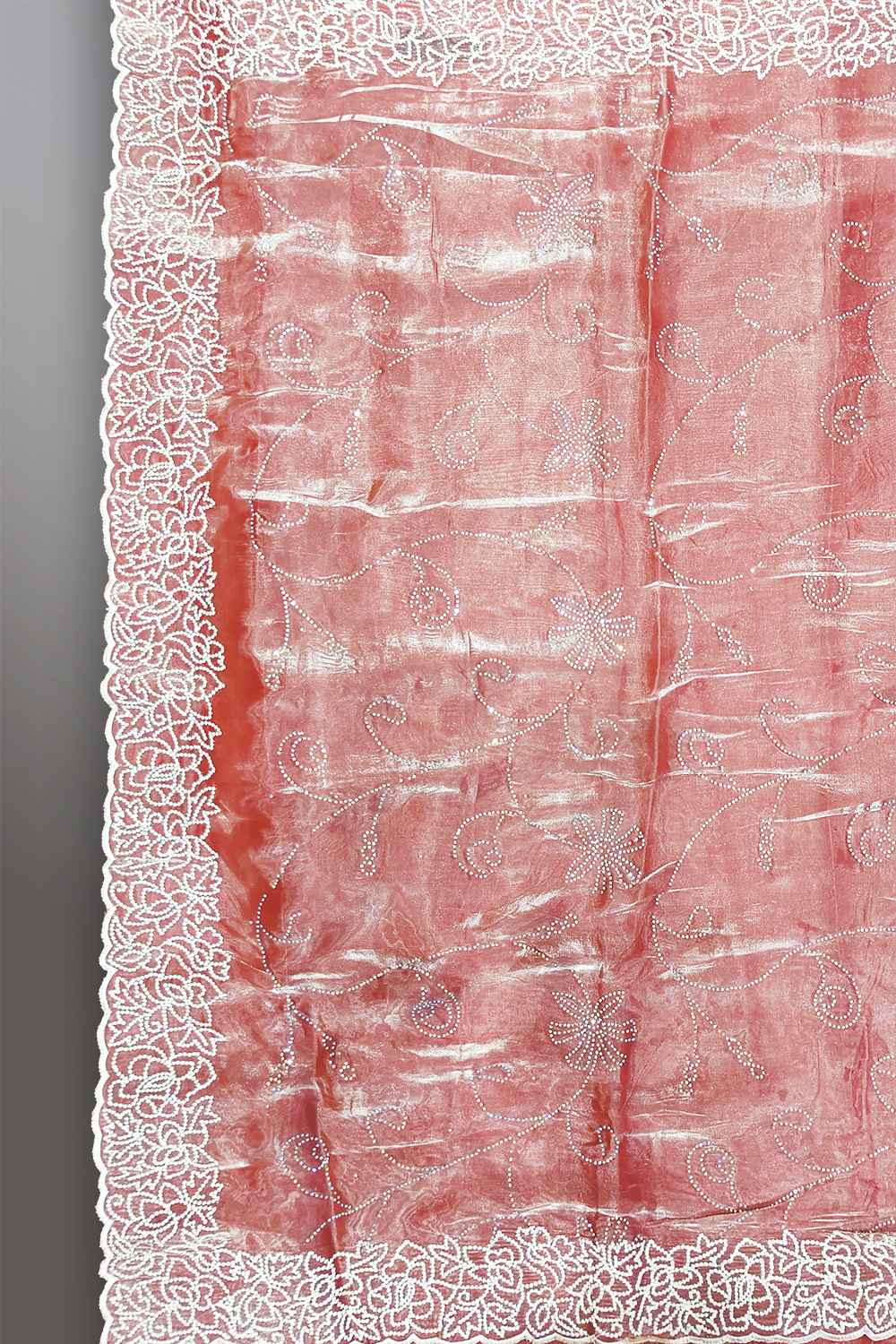 Peach Chikankari Saree