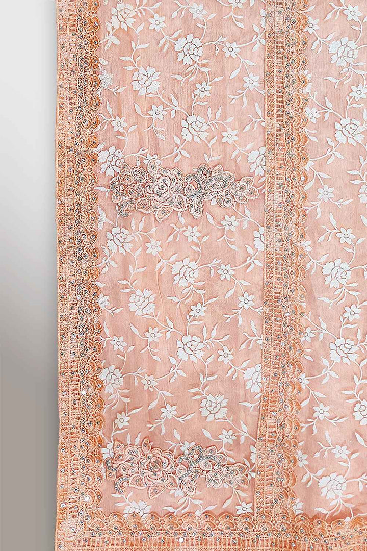 Peach Colour Net Saree