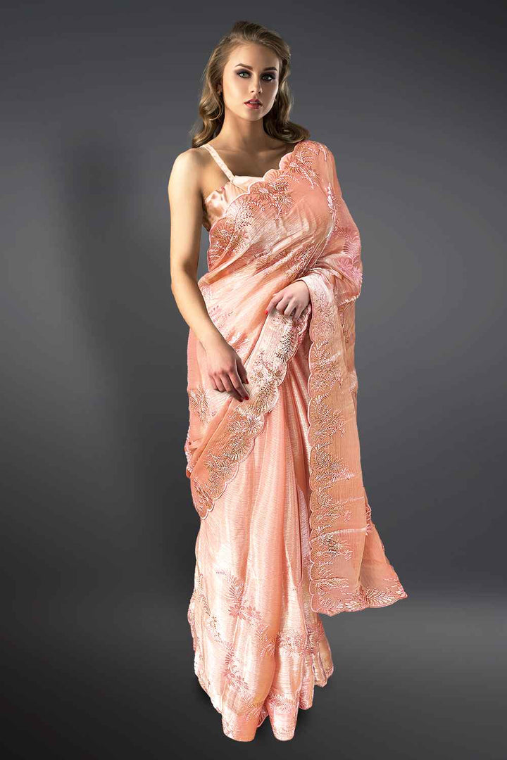 Peach Organza Saree