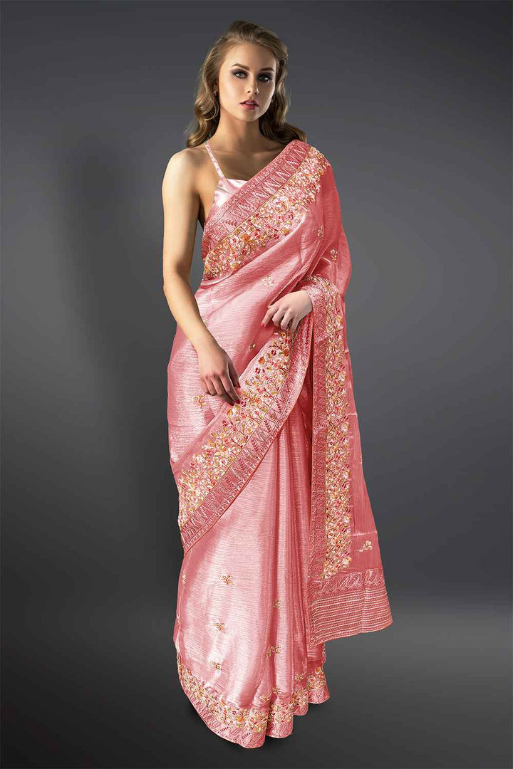 Peach Pink Saree