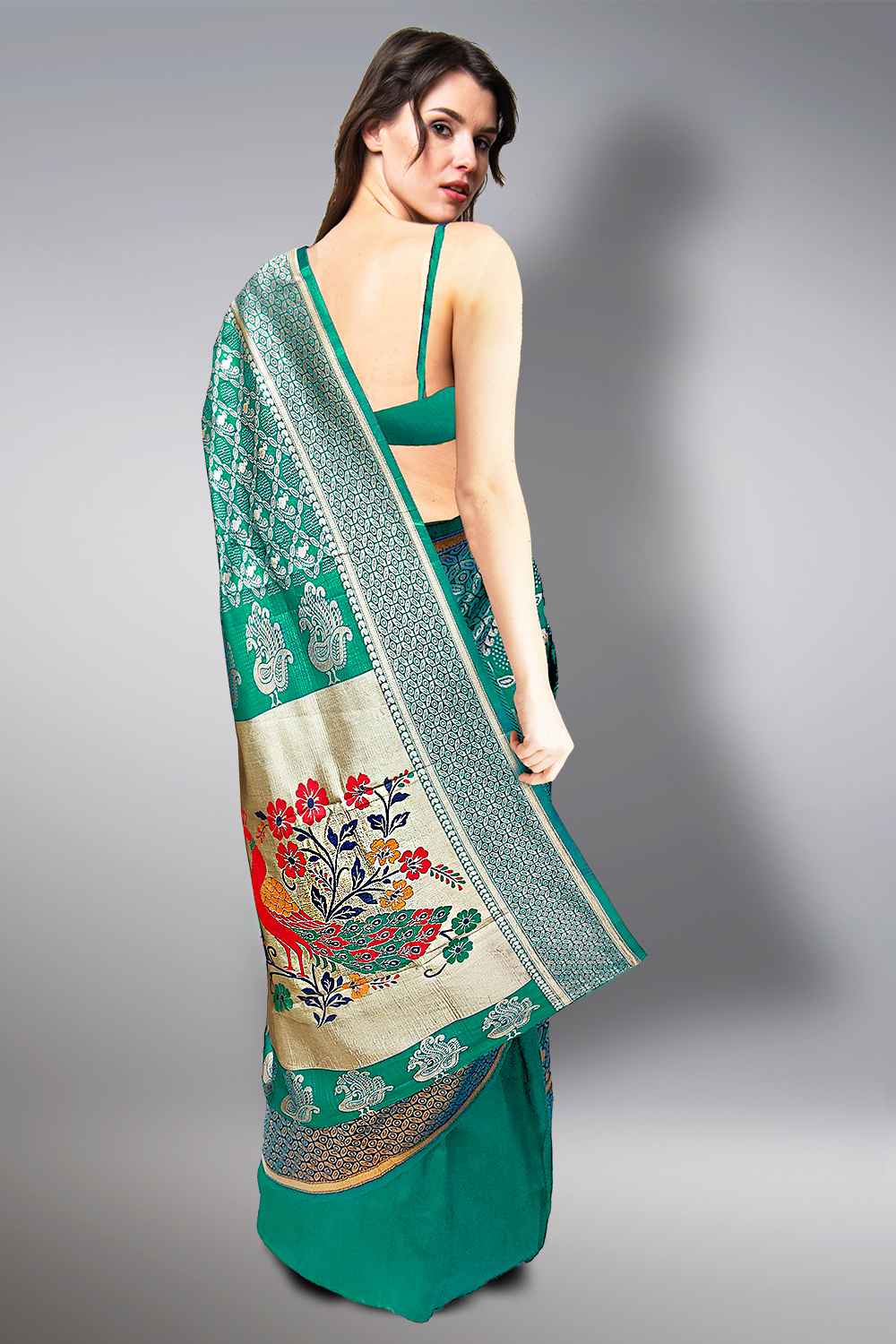 Peacock Blue Bridal Saree