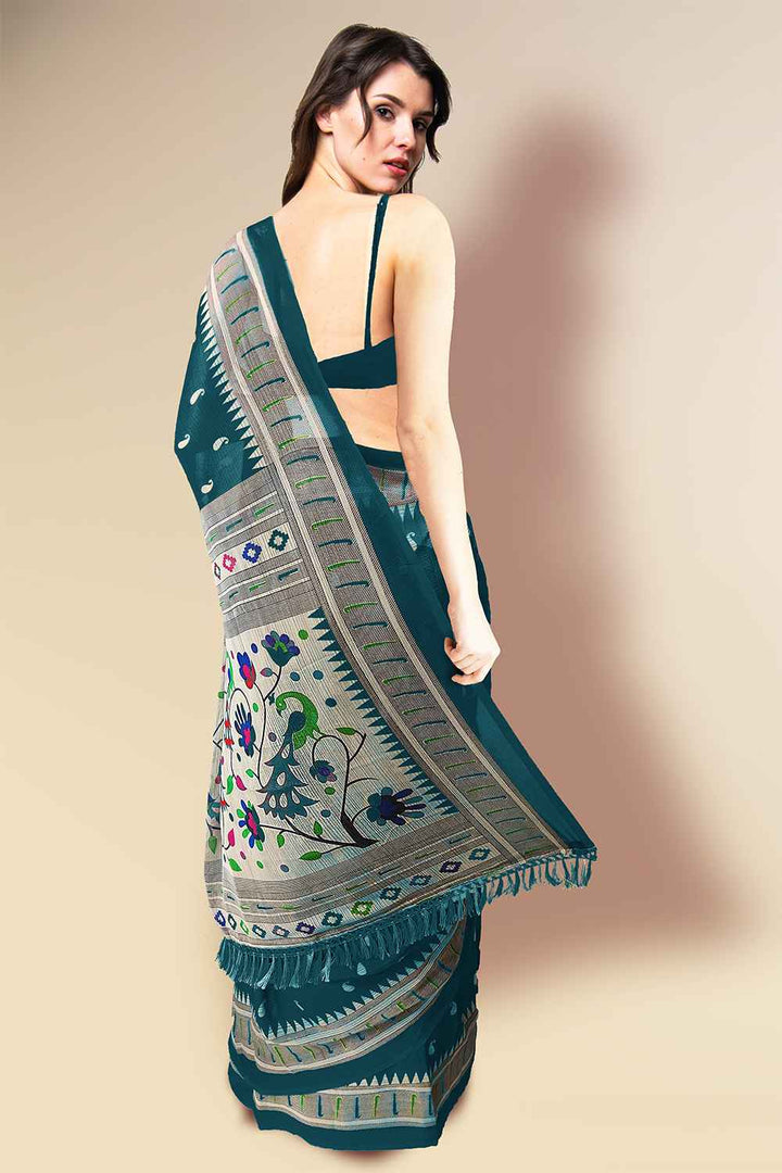 Peacock Green Saree