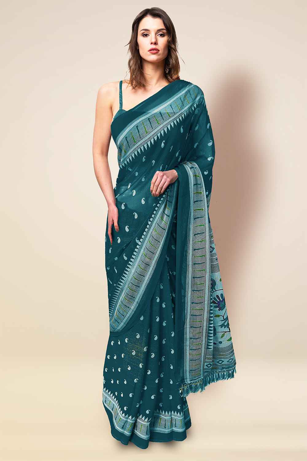 Peacock Green Saree