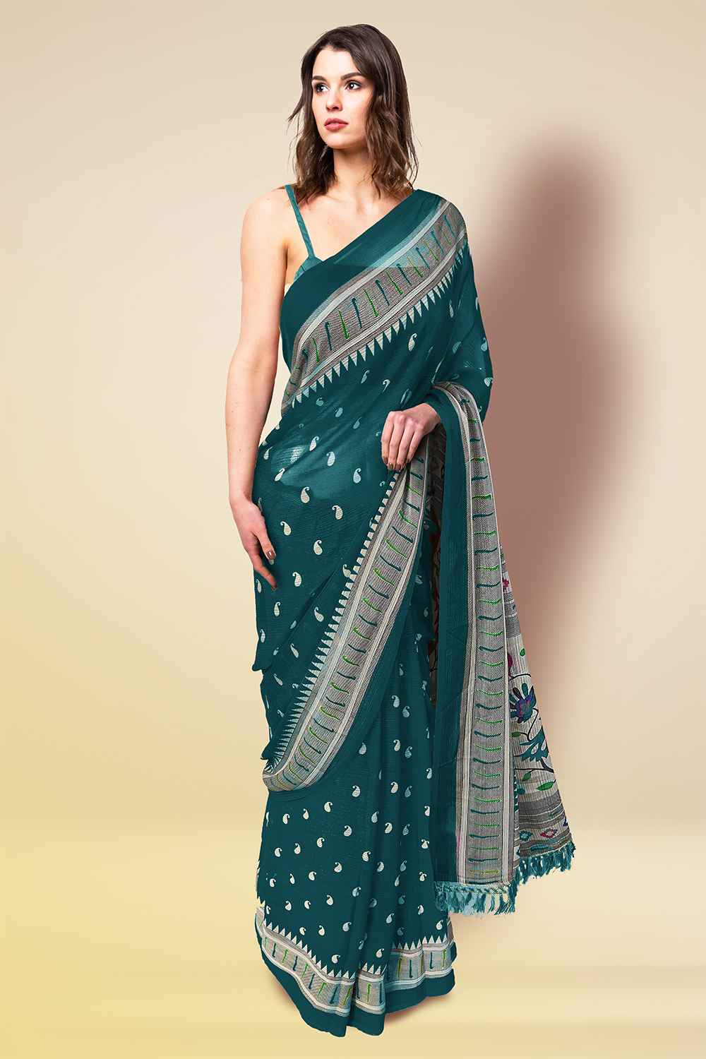 Peacock Green Saree