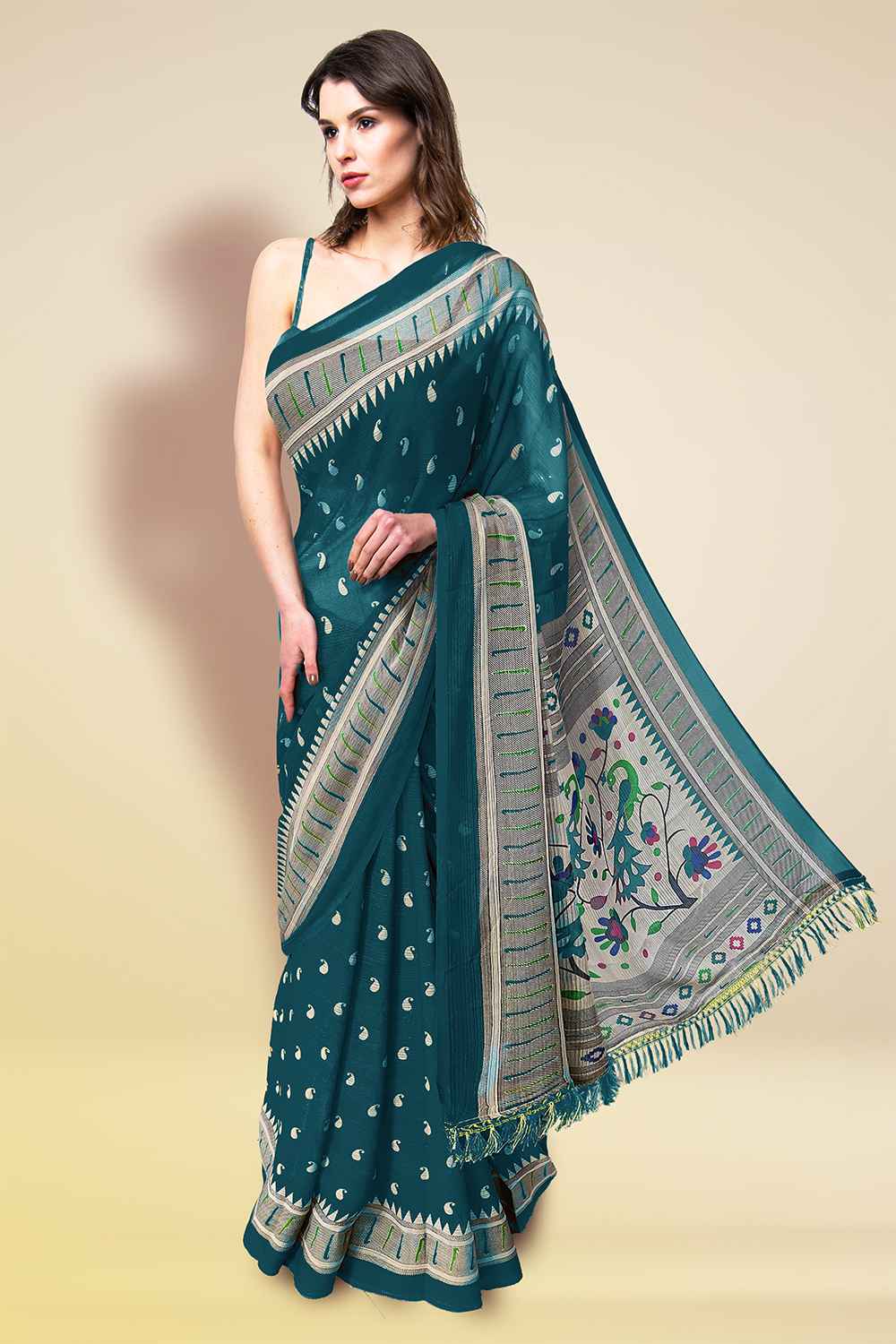 Peacock Green Saree