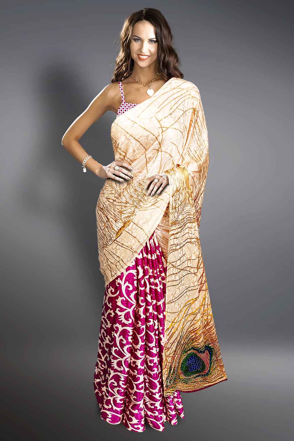 Peacock Print Saree