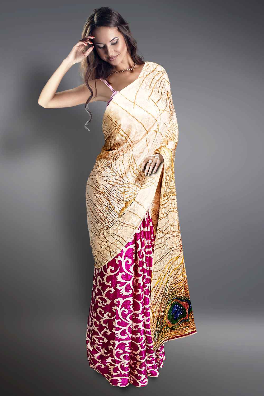 Peacock Print Saree