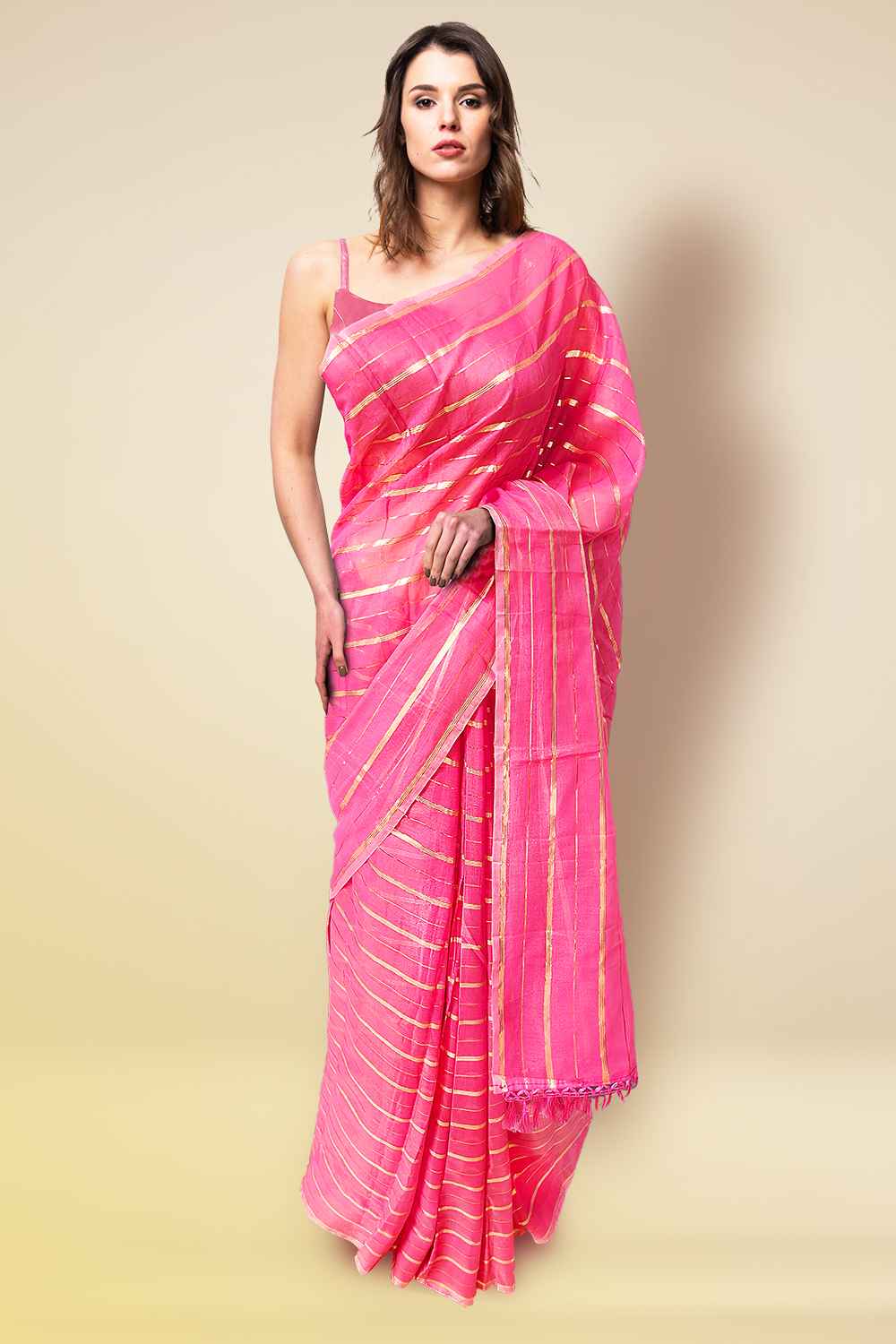 Pink Cotton Saree