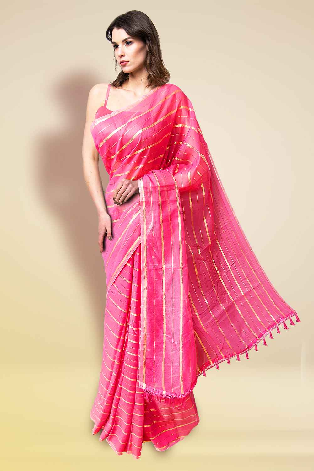 Pink Cotton Saree