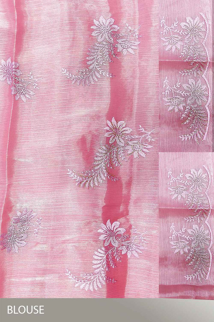 Pink Embroidered Saree