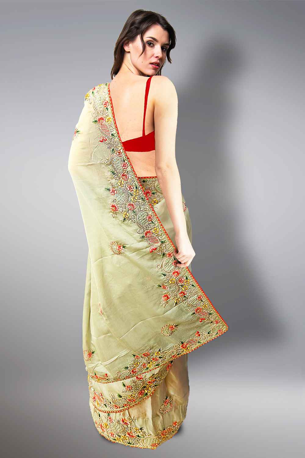 Pista Green Organza Saree