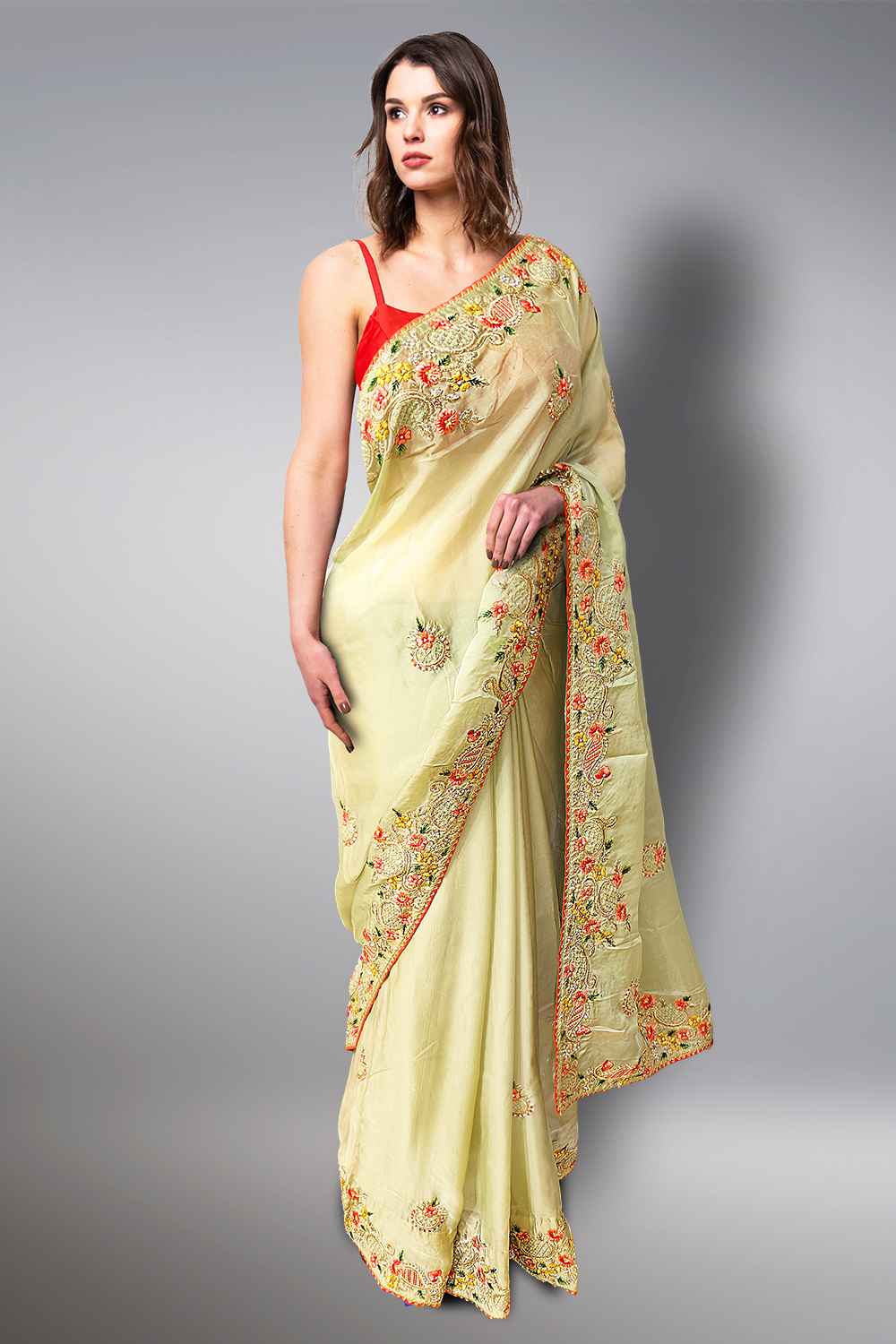 Pista Green Organza Saree