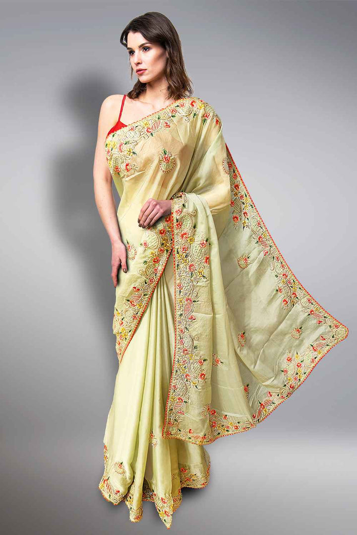 Pista Green Organza Saree