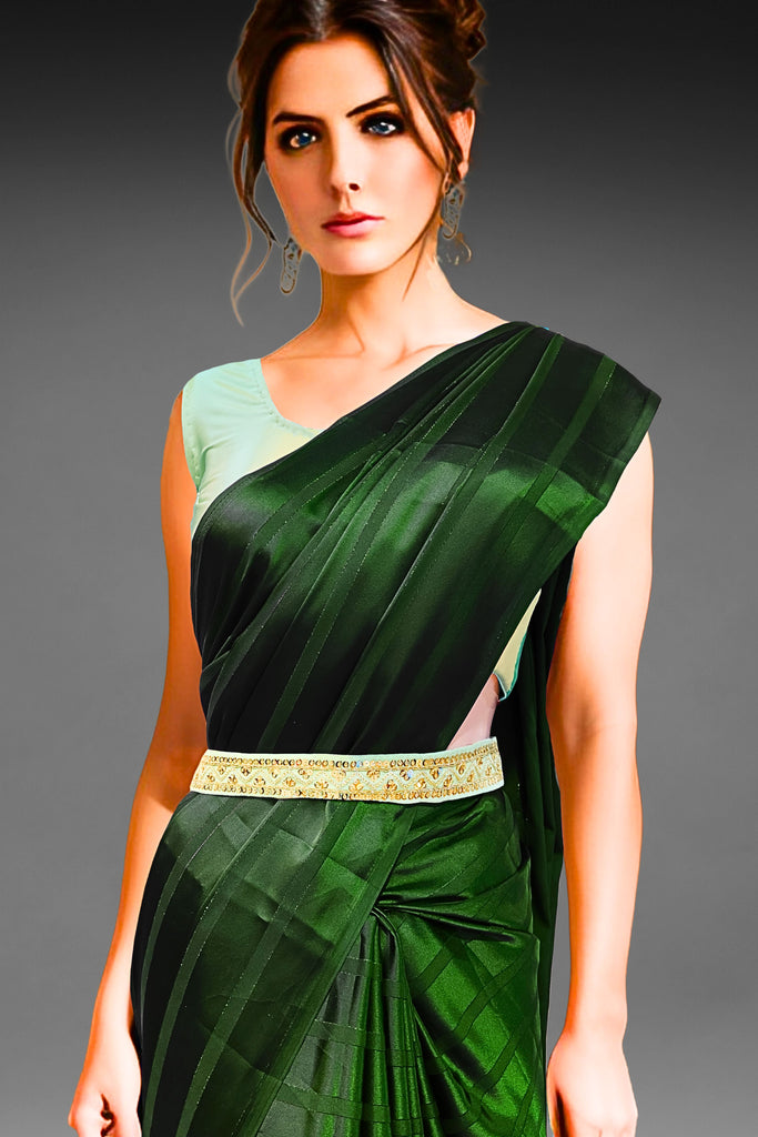 Flattering Pista Green Colored Partywear Embroidered Rangoli Silk Saree