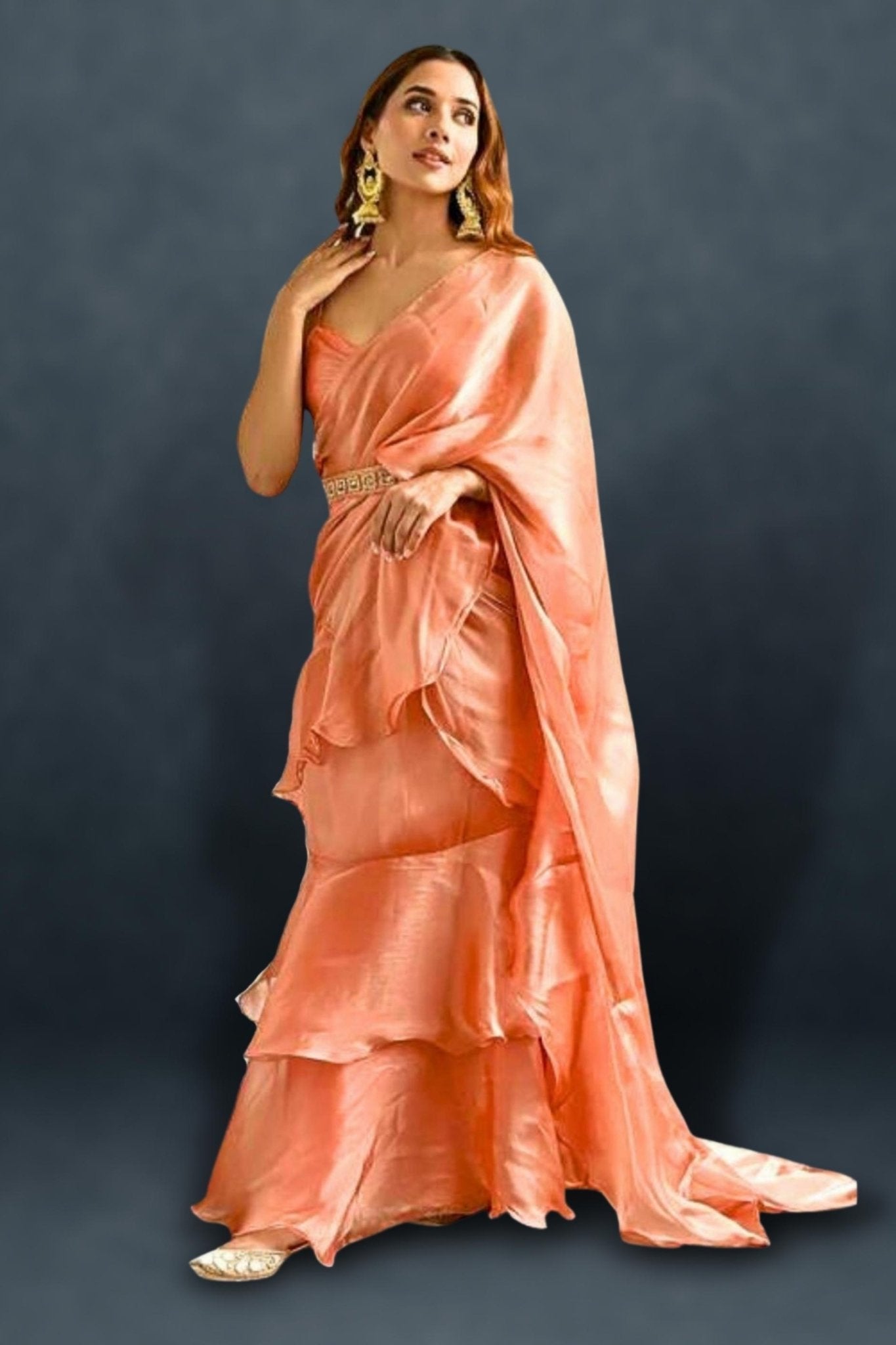 Shop the Hottest Pre Draped Ruffle Saree Online Now