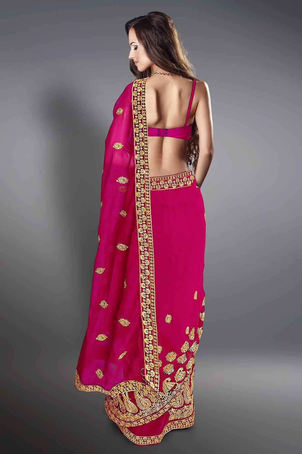 Rani Pink Bridal Saree