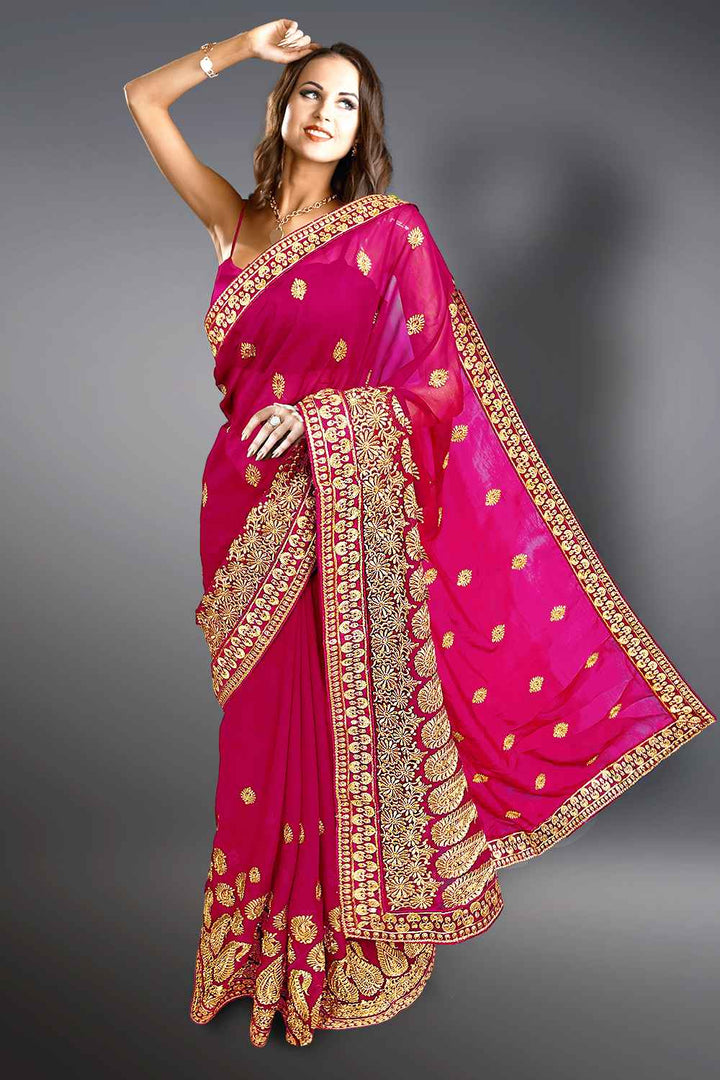 Rani Pink Bridal Saree