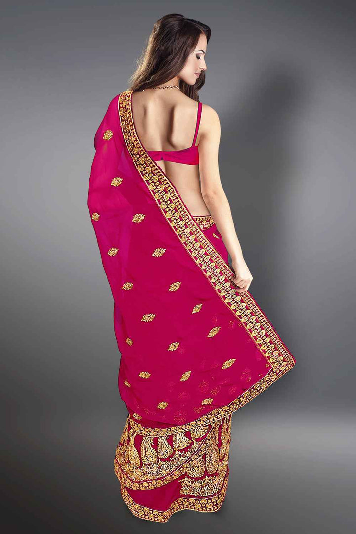 Rani Pink Bridal Saree