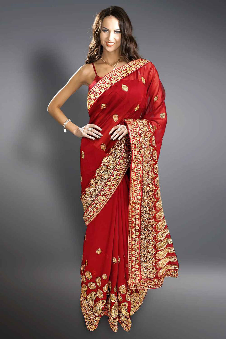 Red Georgette Saree