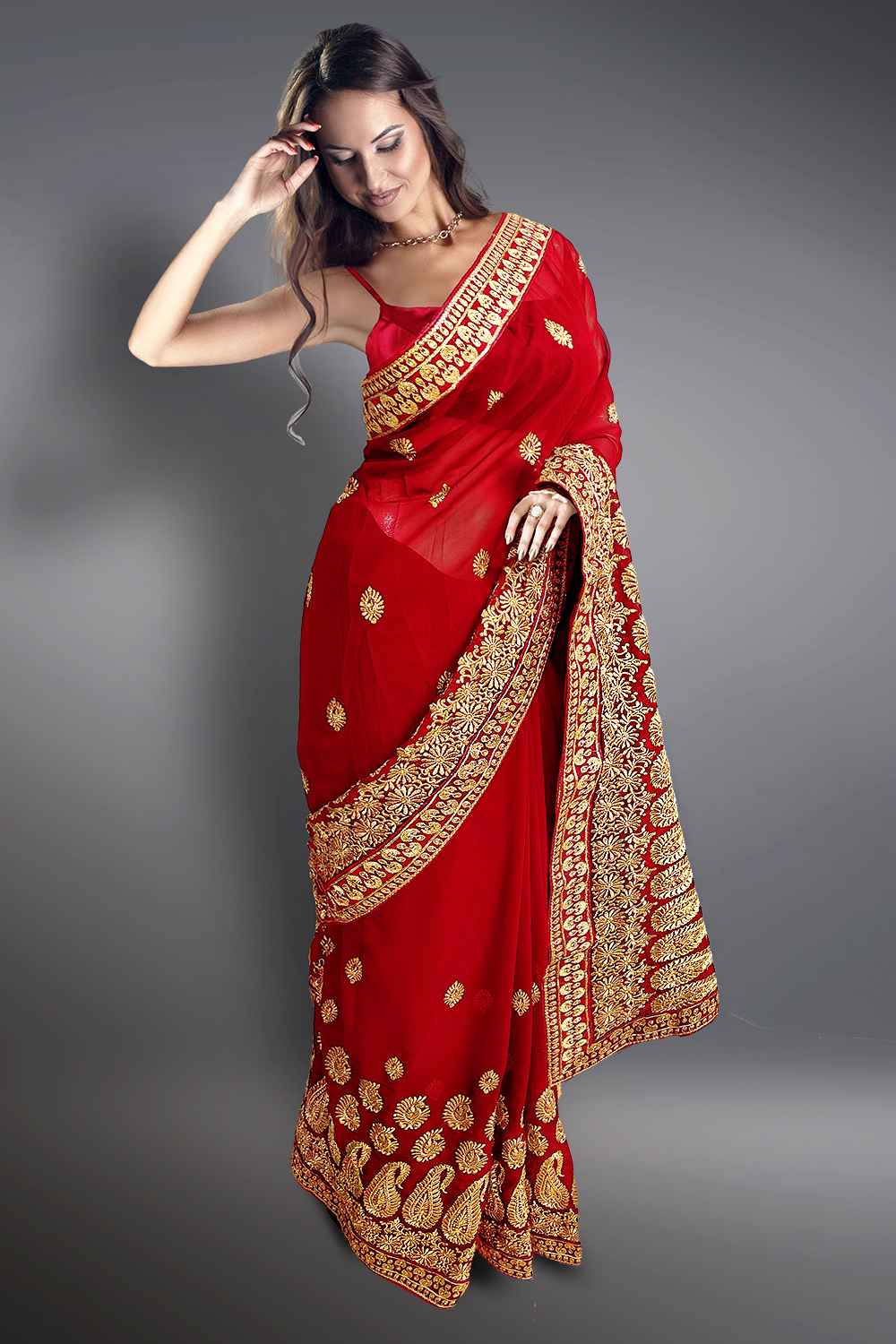 Red Georgette Saree