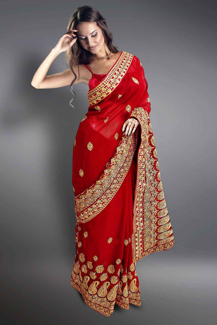 Red Georgette Saree