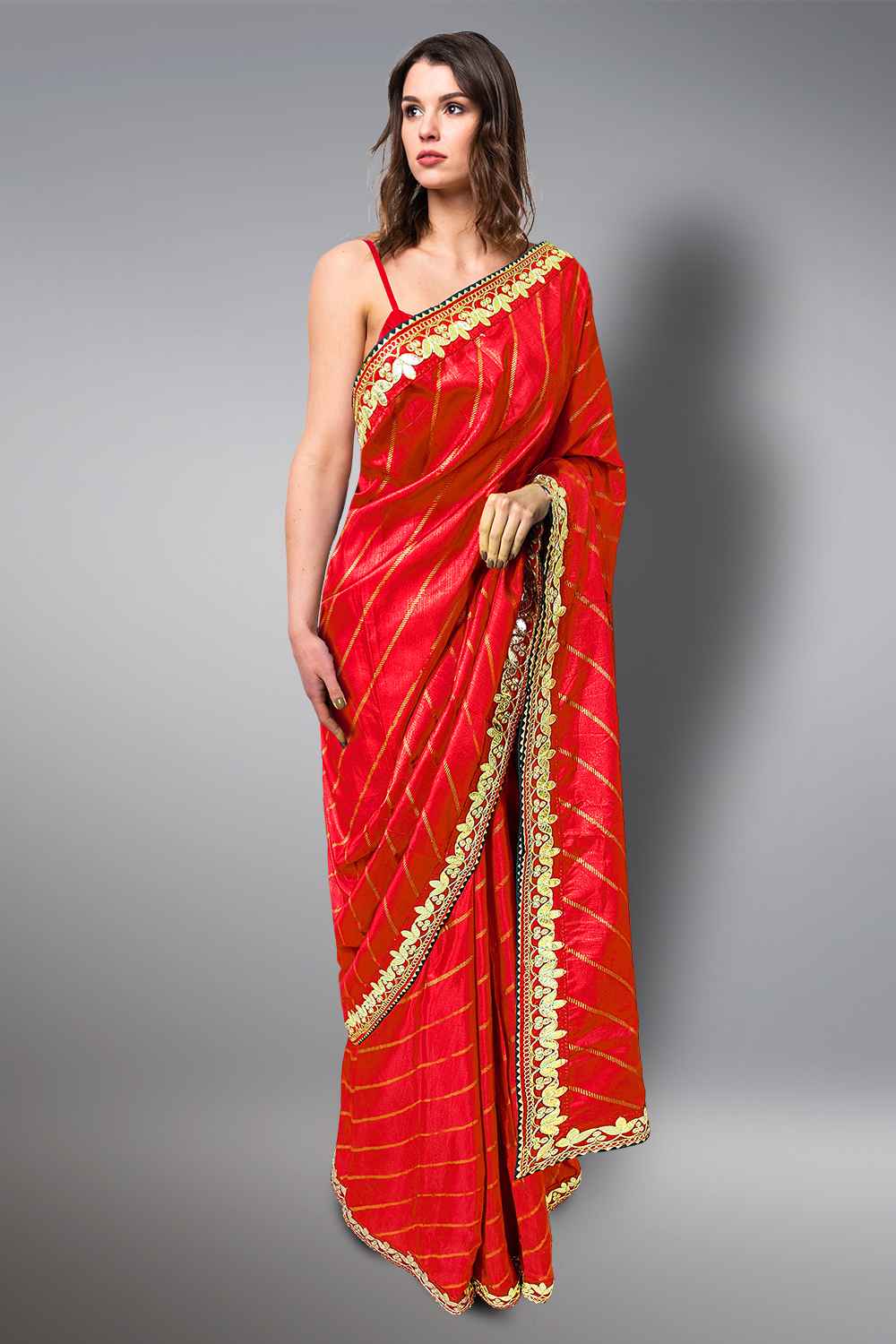 Red Gota Patti Saree