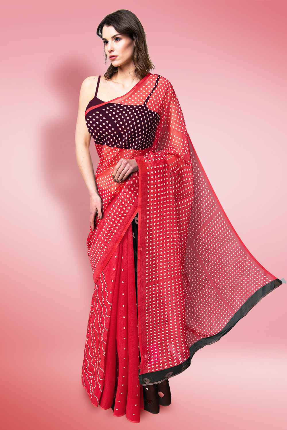 Red Polka Dot Saree