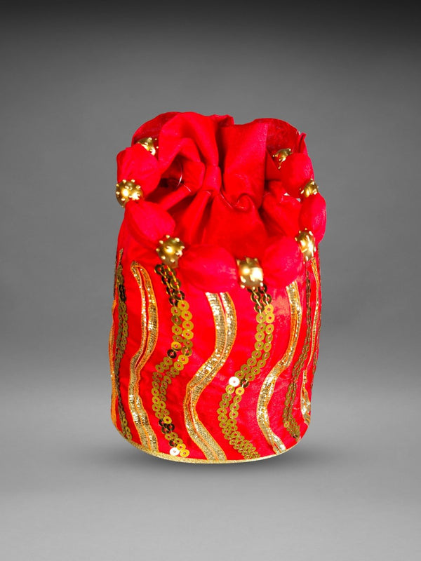 Red Sequin Potli Bag