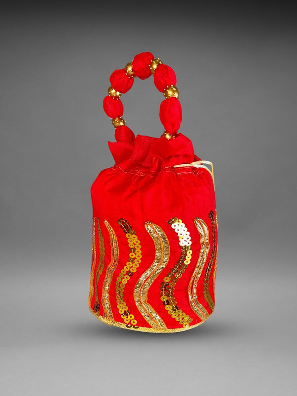 Red Sequin Potli Bag
