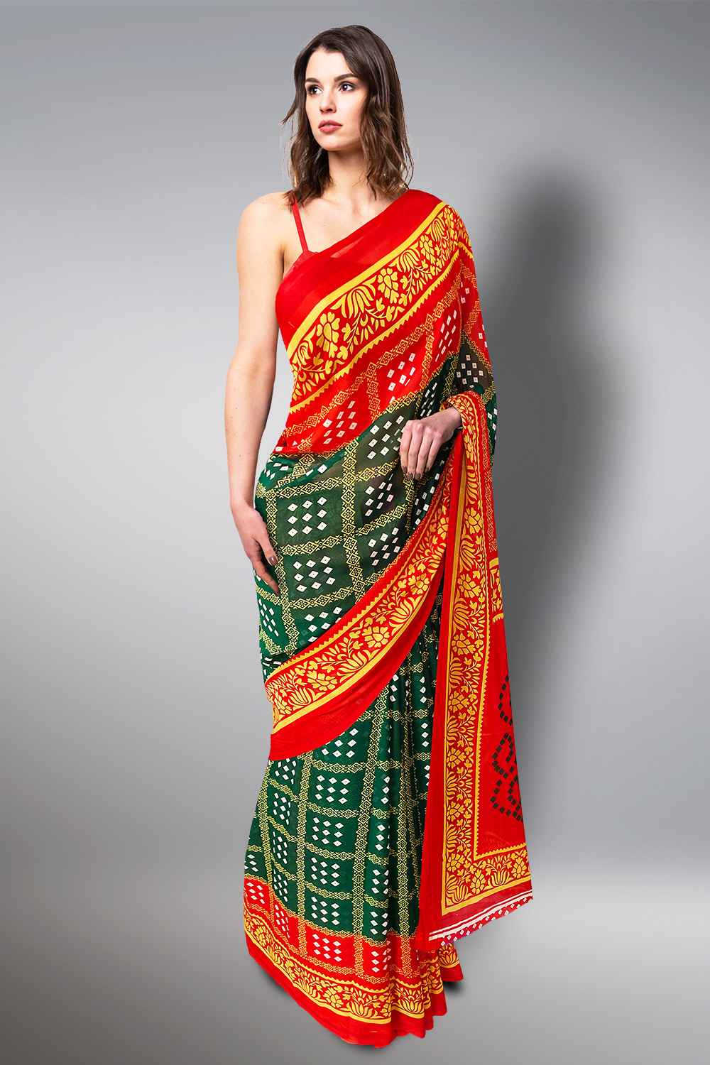 Red and Green Saree