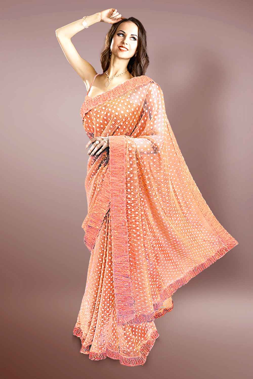 Rust Orange Saree