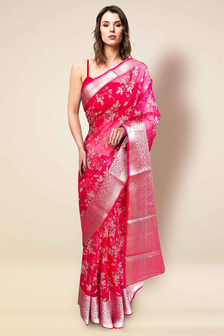 Silver Border Saree