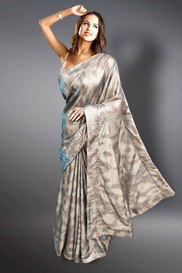 Silver Glitter Saree