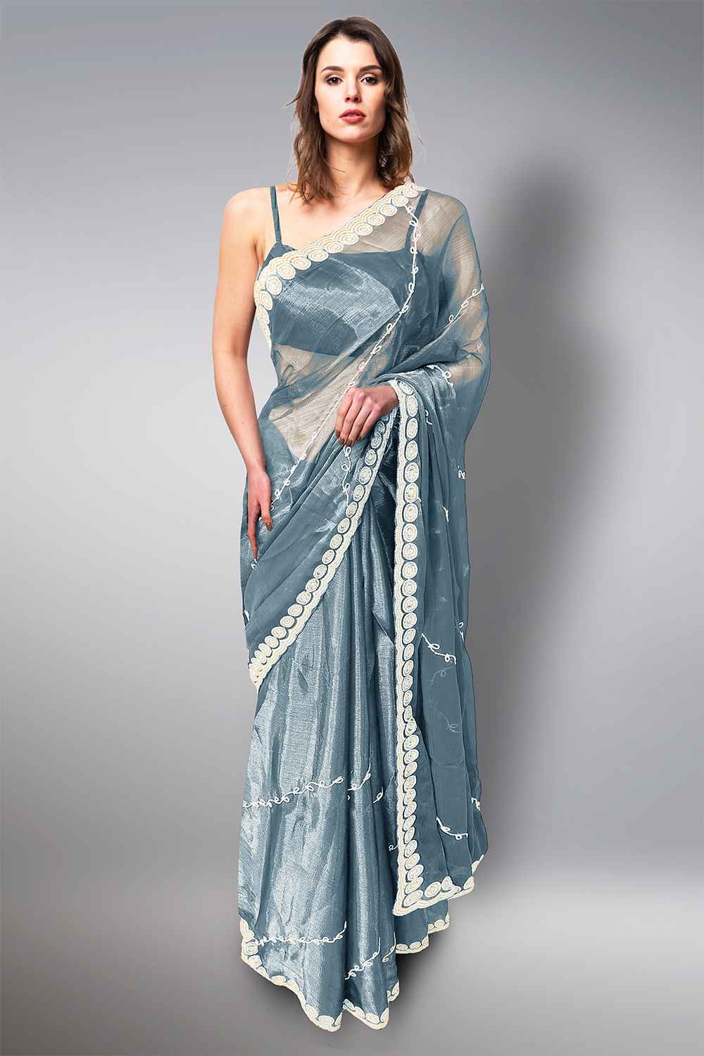 Sky Blue Organza Saree