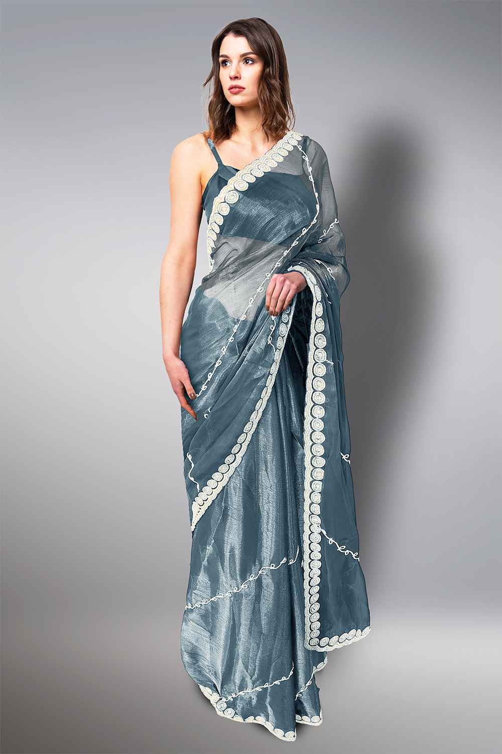 Sky Blue Organza Saree