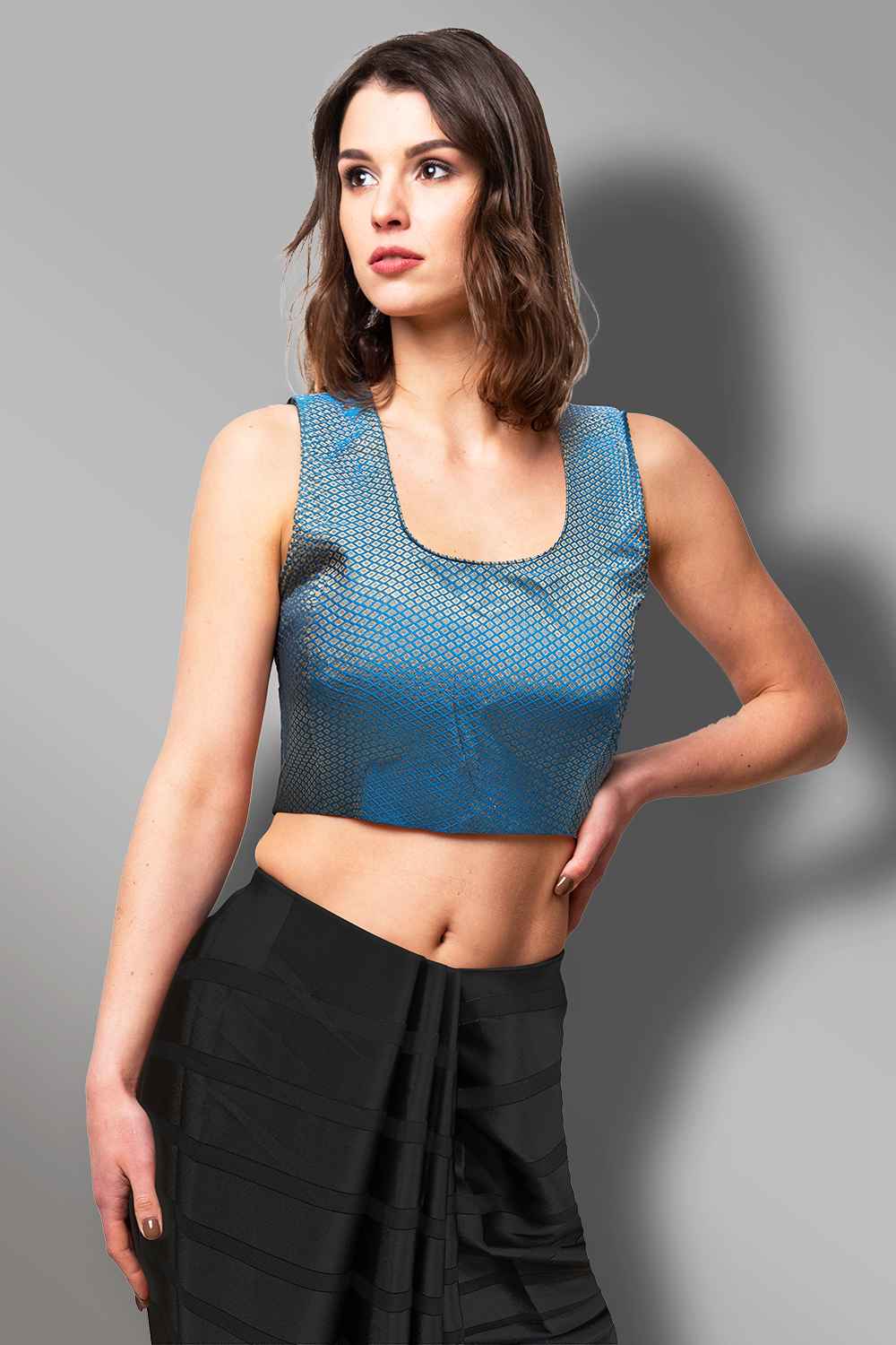 Sky Blue Readymade Blouse