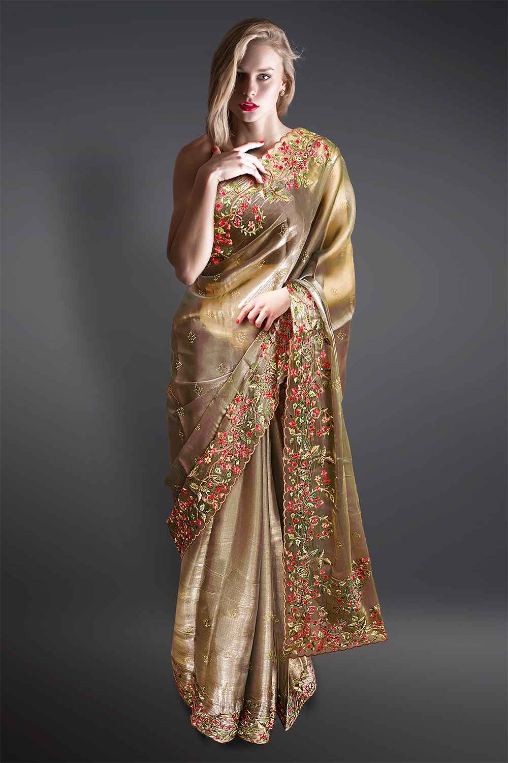 Thread Embroidery Saree