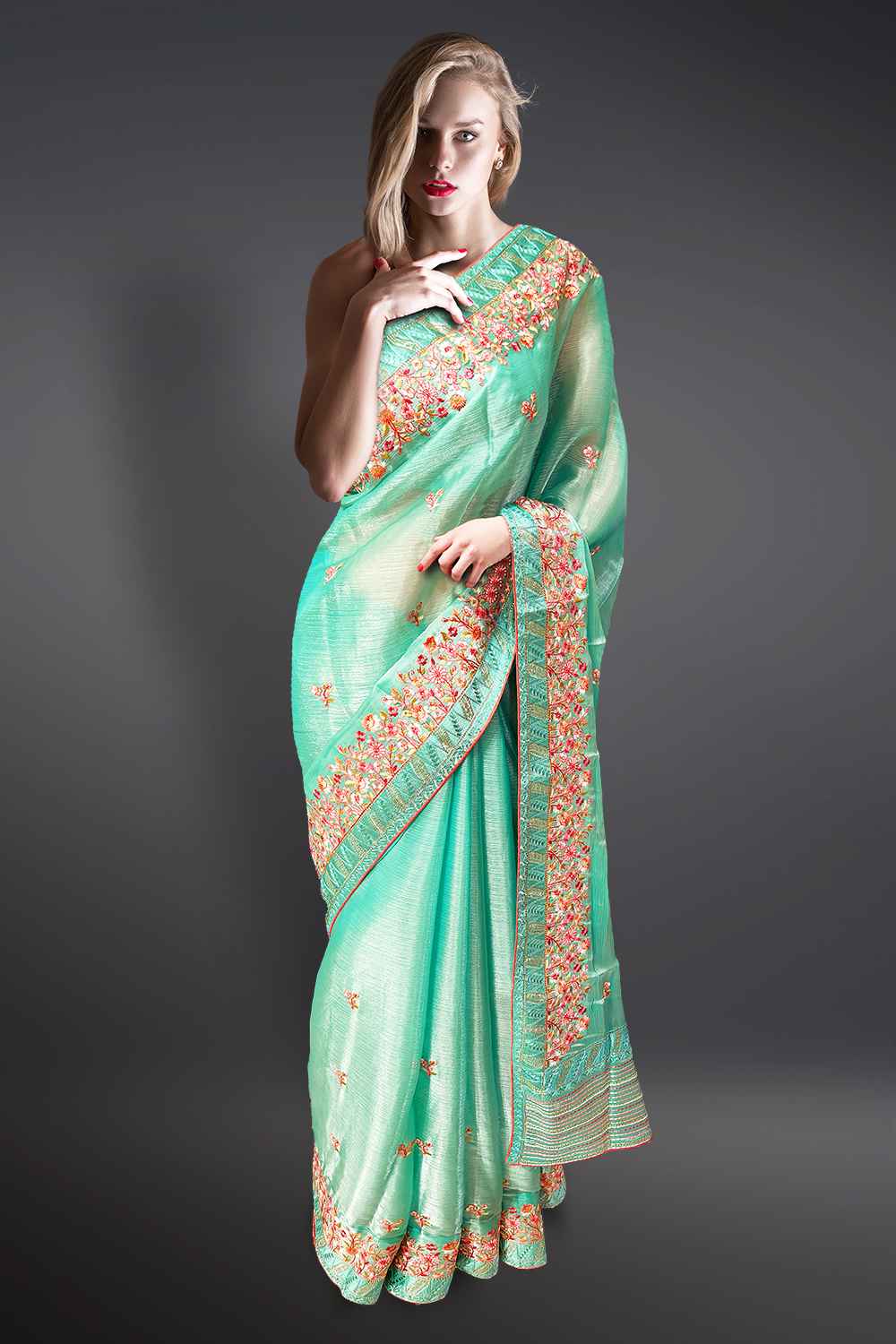 Thread Work Organza Saree